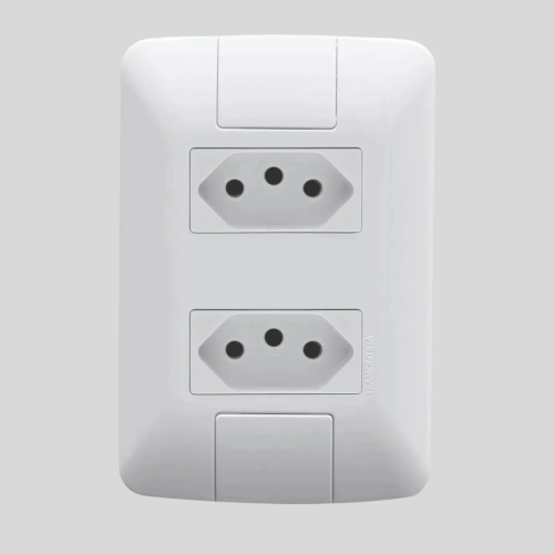Conjunto 4x2 com 2 Tomadas 2P+T Tramontina Aria 10 A 250 V Branco