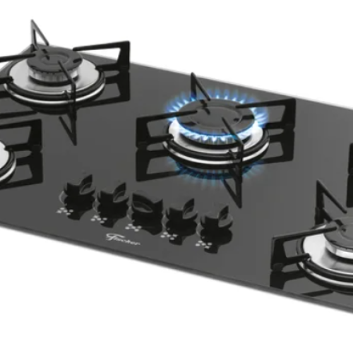 Fogão Cooktop Fischer 5Q Gás Mesa Vidro