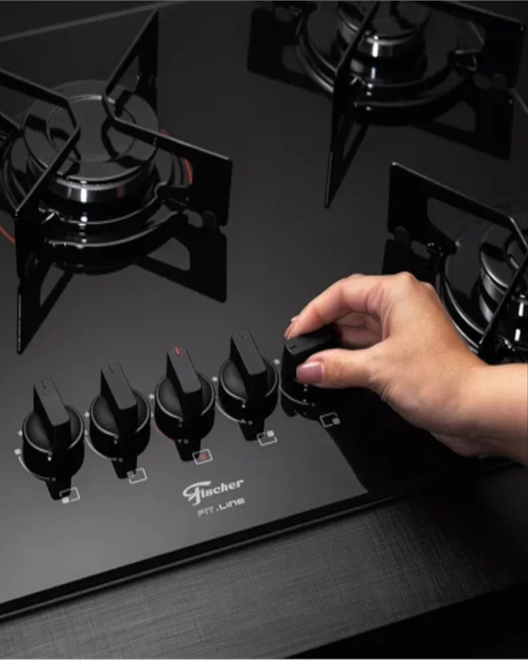 Fogão Cooktop Fischer 5Q Gás Mesa Vidro